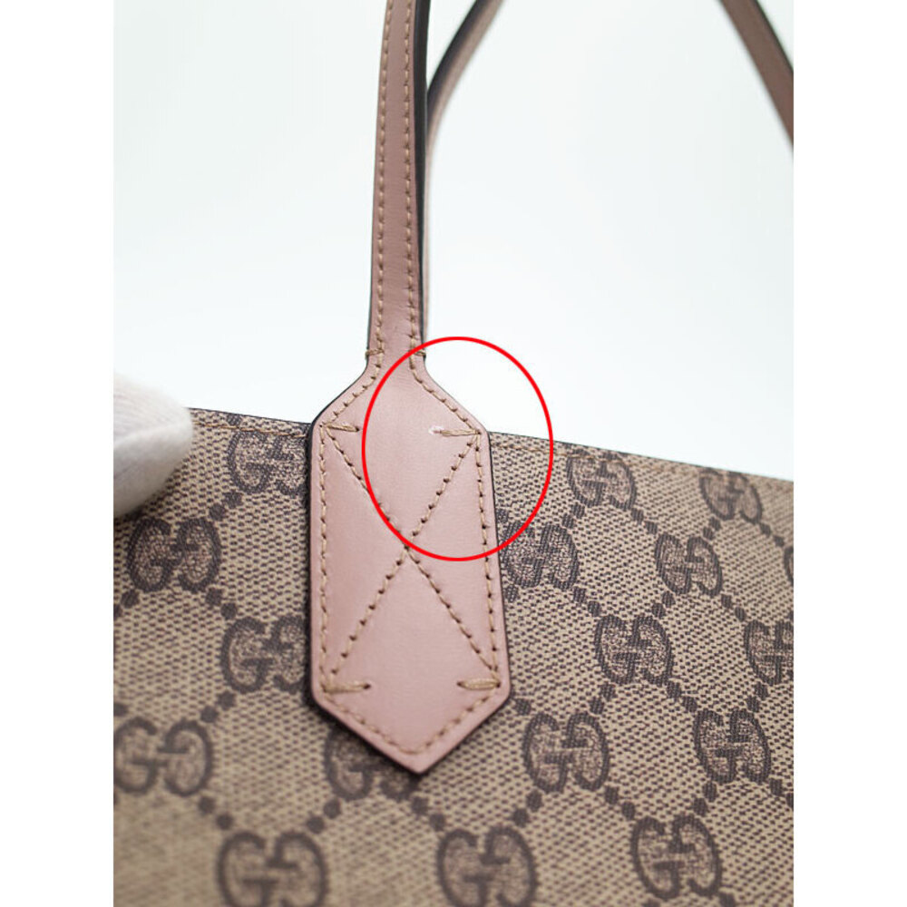 GUCCI Reversible GG Leather Tote Bag Beige Red - Picture 5 of 9